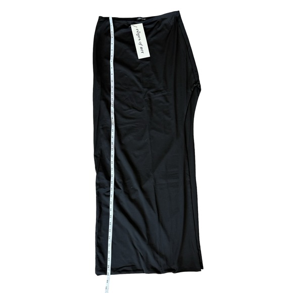 Black Asymmetrical Maxi Skirt Side Slit Womens Size Small - Picture 6 of 6